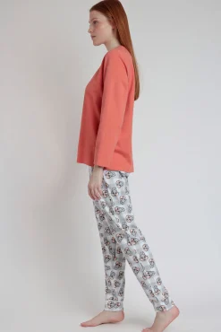 Pijama comprido estampado Tambor bambi para mulher