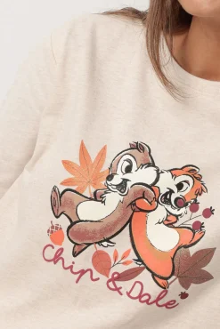 Pijama comprido felpa Chip&Dale para mulher