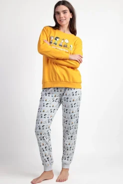 Pijama comprido felpa Snoopy&Friends para mulher