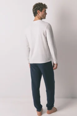 Pijama comprido longo de polar masculino 