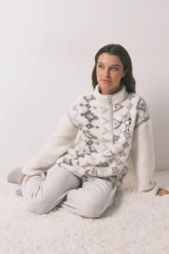 Pijama comprido longo de borrego e polar do Snoopy