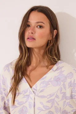 Pijama comprido longo de viscose estampado