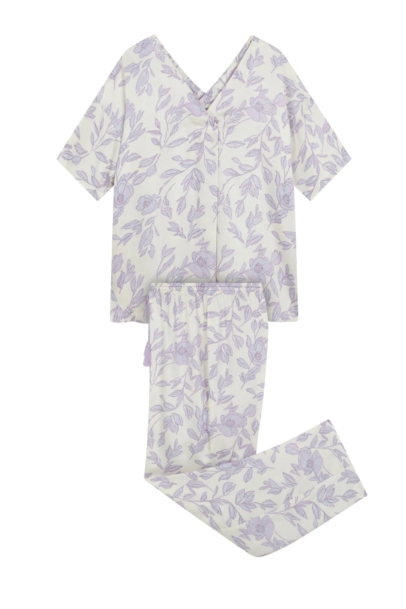 Pijama comprido longo de viscose estampado