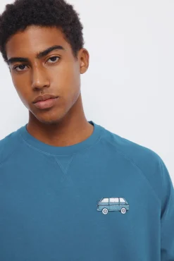 Pijama comprido longo de manga raglan com calça de carro
