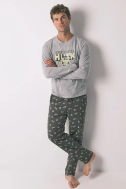 Pijama comprido masculino 100% algodão "Hulk"