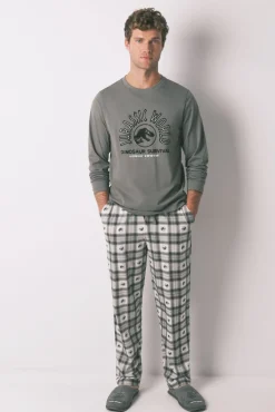 Pijama comprido masculino 100% algodão "Jurassic World"