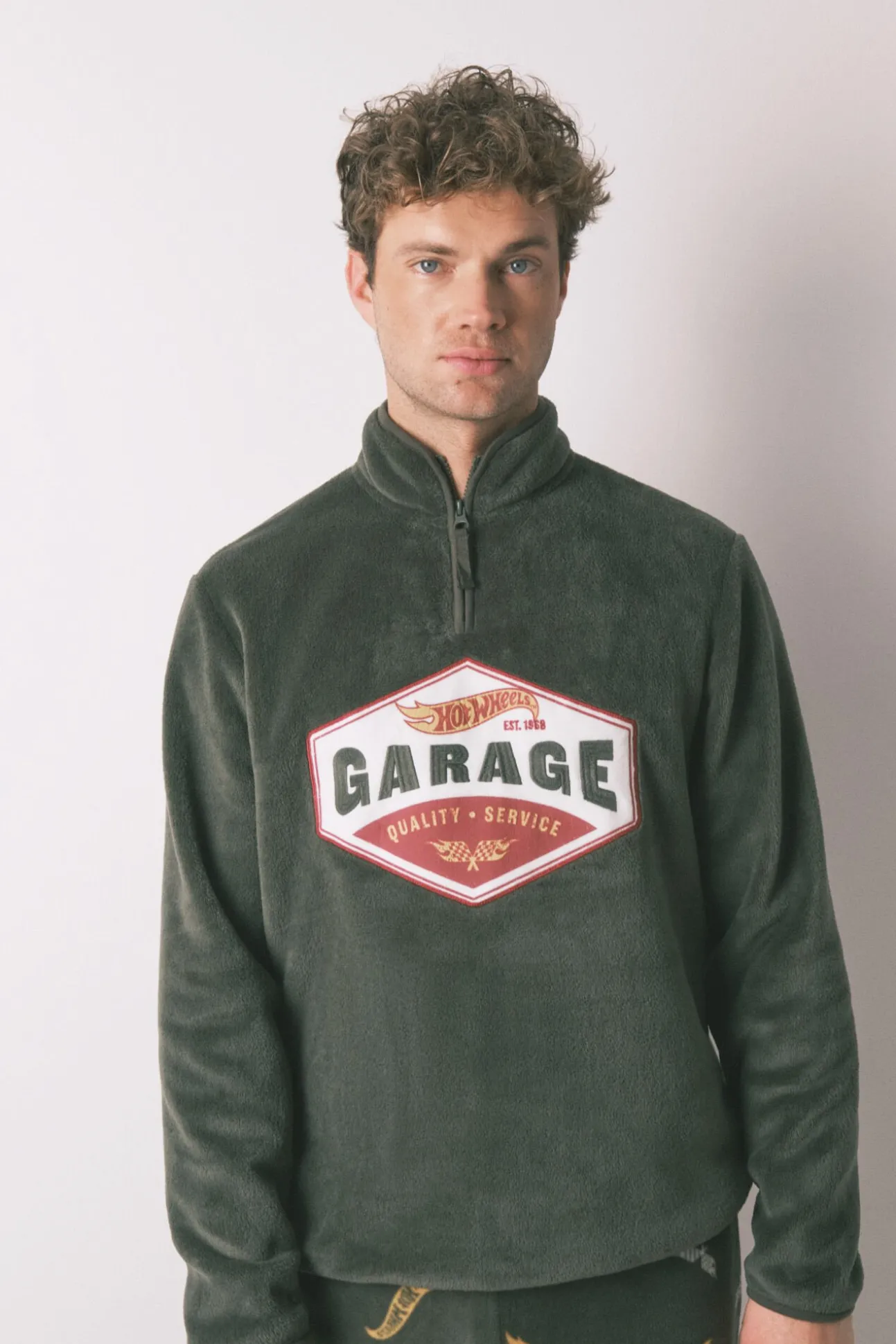 Pijama comprido masculino polar verde Hotwheels
