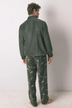 Pijama comprido masculino polar verde Hotwheels