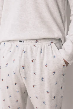 Pijama comprido masculino 100% algodão cinza