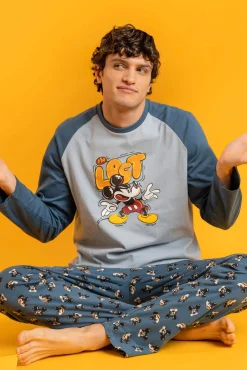 Pijama comprido Mickey 100% algodão para homem