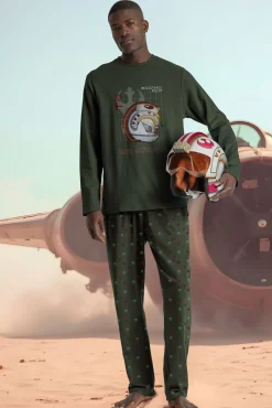 Pijama comprido piloto Star Wars 100% algodão de homem
