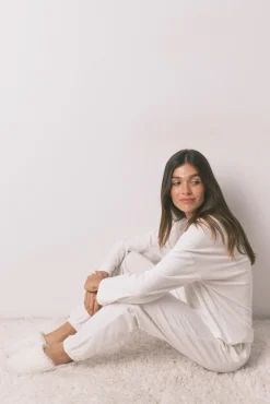 Pijama comprido polar estampado riscas lurex