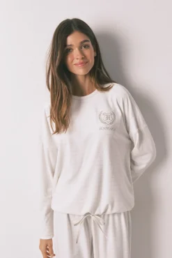 Pijama comprido polar estampado riscas lurex