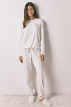Pijama comprido polar estampado riscas lurex