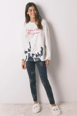 Pijama comprido polar estampado