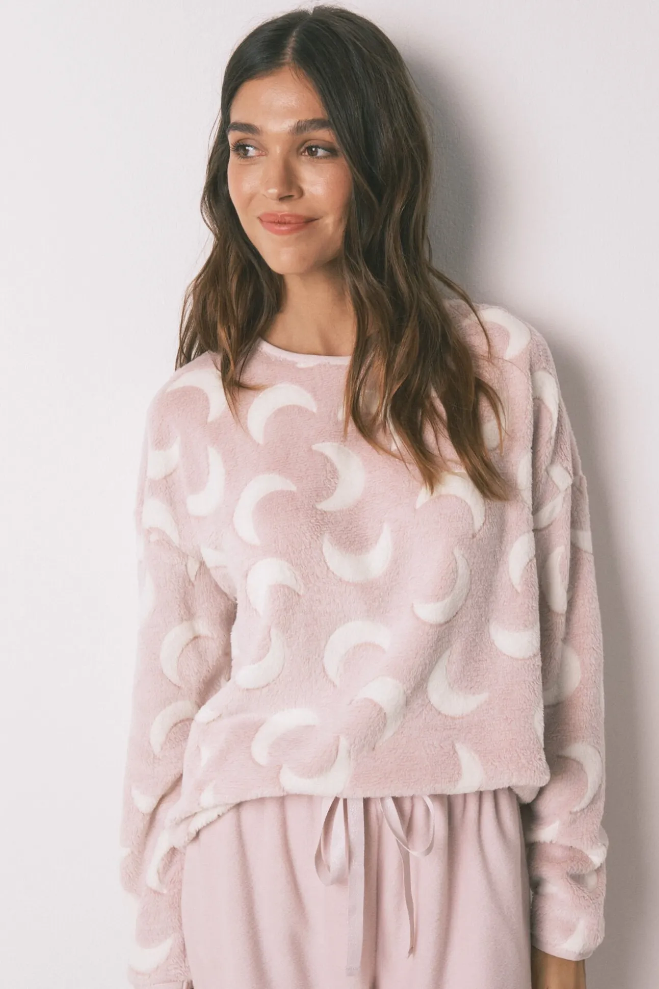 Pijama comprido polar mousse luas