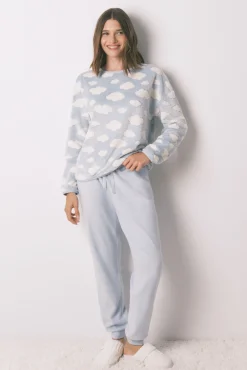 Pijama comprido polar mousse nuvens