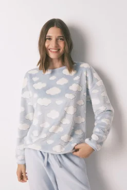 Pijama comprido polar mousse nuvens