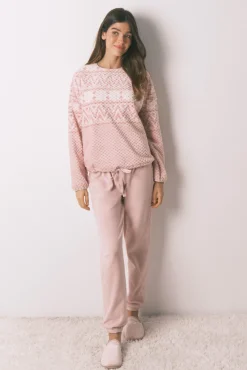 Pijama comprido polar rosa