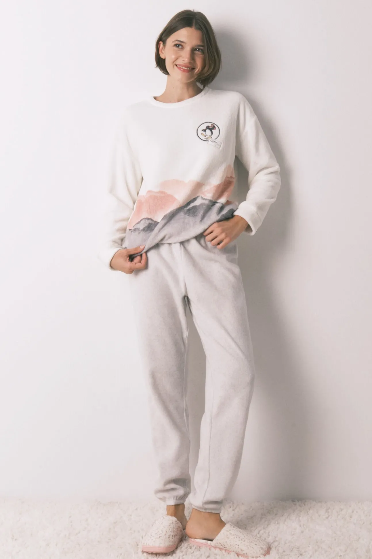 Pijama comprido polar suave estampado Pingu