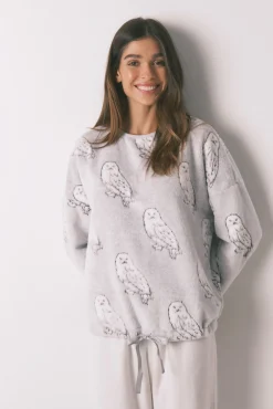 Pijama comprido polar suave estampado "Hedwig"