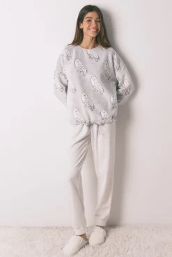 Pijama comprido polar suave estampado "Hedwig"