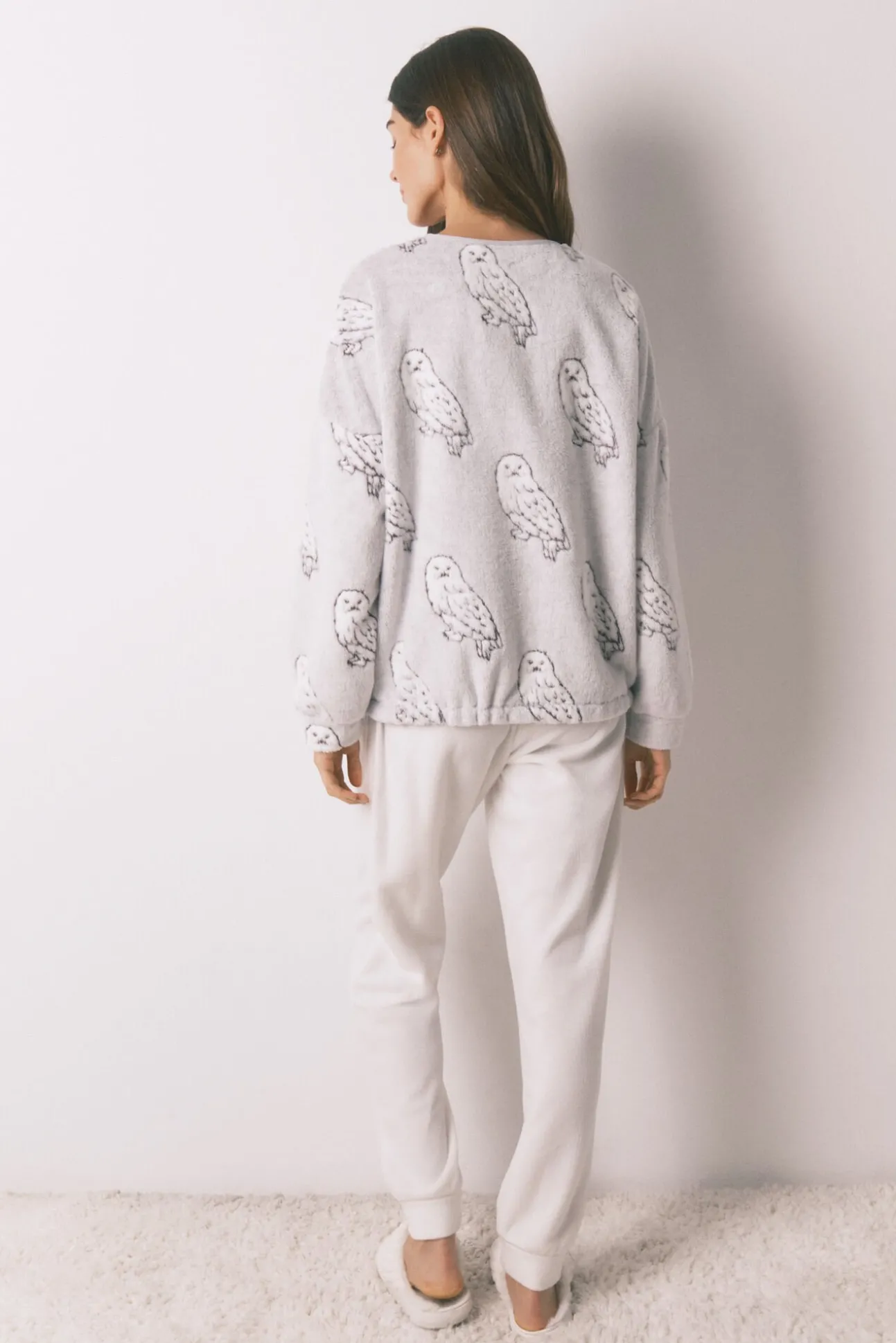 Pijama comprido polar suave estampado "Hedwig"