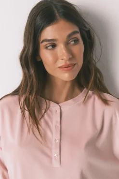 Pijama comprido polar suave rosa