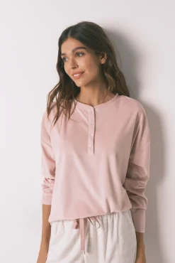 Pijama comprido polar suave rosa