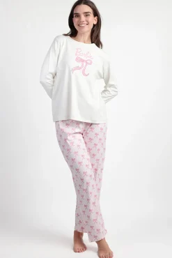 Pijama comprido riscas laços Barbie 100% algodão