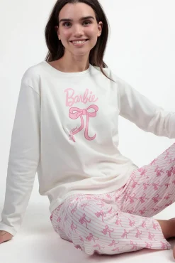 Pijama comprido riscas laços Barbie 100% algodão