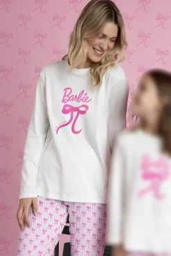 Pijama comprido riscas laços Barbie 100% algodão