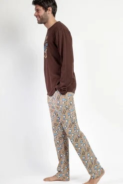 Pijama comprido Snoopy 100% algodão para homem