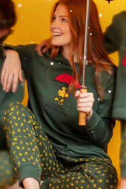 Pijama comprido Snoopy 100% algodão para mulher