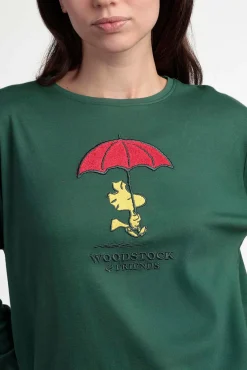 Pijama comprido Snoopy 100% algodão para mulher