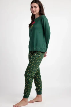 Pijama comprido Snoopy 100% algodão para mulher