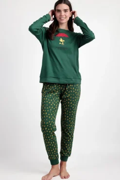 Pijama comprido Snoopy 100% algodão para mulher