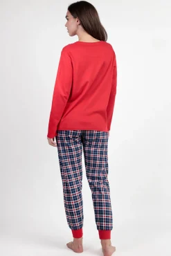 Pijama comprido Snoopy xadrez 100% algodão