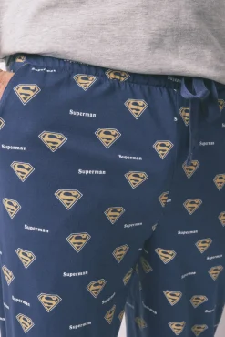 Pijama comprido Superman cinza 100% algodão