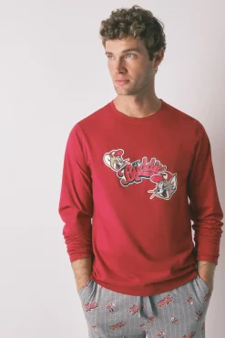 Pijama comprido vermelho Buddies 100% algodão