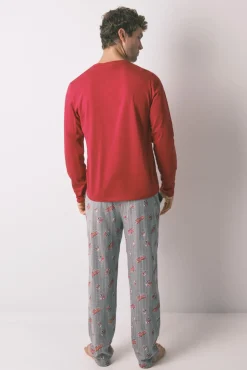 Pijama comprido vermelho Buddies 100% algodão