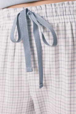 Pijama comprido xadrez efeito brilho azul