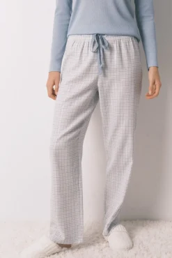 Pijama comprido xadrez efeito brilho azul
