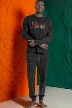 Pijama comprido xadrez Muppets 100% algodão de homem