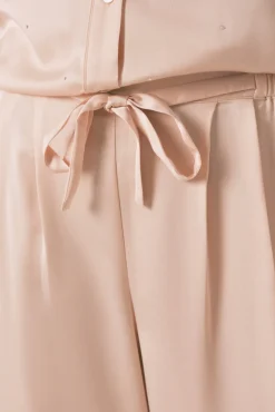 Pijama comprimida de strass em satin laranja