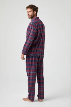 Pijama de flanela Kiff Kiff azul vermelho xadrez