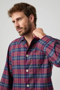 Pijama de flanela Kiff Kiff azul vermelho xadrez