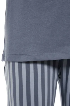 Pijama de malha de estampado de corte regular em azul claro