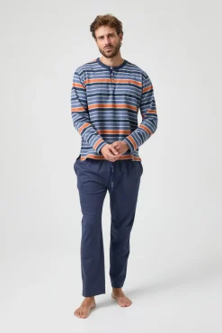 Pijama de malha riscas multicolorida Kiff Kiff