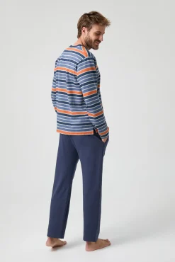 Pijama de malha riscas multicolorida Kiff Kiff